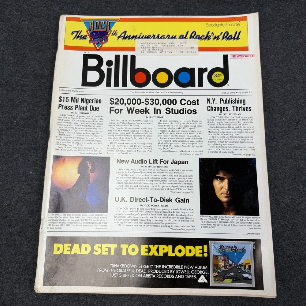 BILLBOARD Magazine Vintage December 2 1978 Week-End Charts